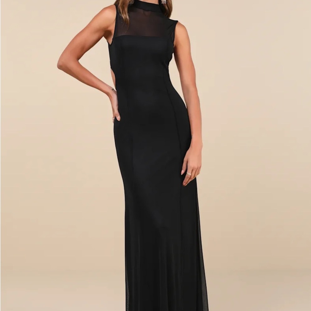Lulu’s Backless Black Evening Gown NWOT